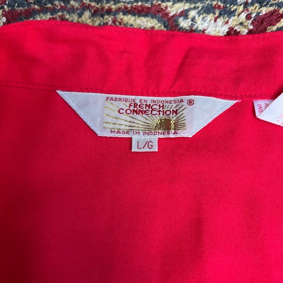 Vintage French Connection Hot Red Basque Waist Side Button down Midi Skirt - Picture 9 of 14